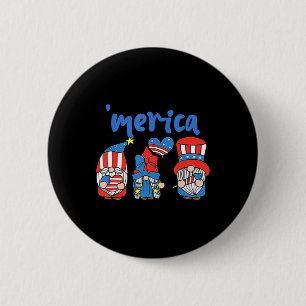 Badge Rond 5 Cm Merica Gnomes USA Drapeau Feu d'artifice Memorial 