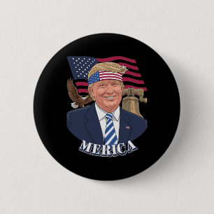 Badge Rond 5 Cm Merica Trump 4 juillet Drapeau américain Donald Tr