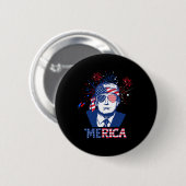 Badge Rond 5 Cm Merica Trump 4 juillet heureux Trump Drapeau améri (Devant & derrière)