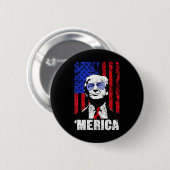 Badge Rond 5 Cm Merica Trump 4 juillet heureux Trump Drapeau améri (Devant & derrière)