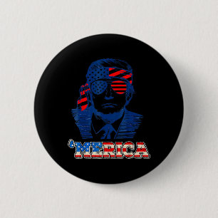 Badge Rond 5 Cm Merica Trump 4 juillet heureux Trump Drapeau améri