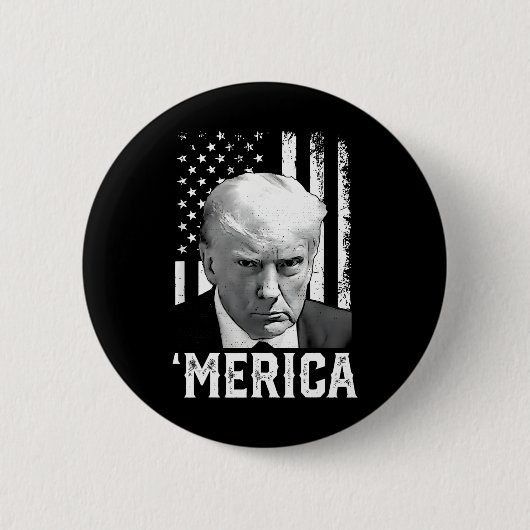 Badge Rond 5 Cm Merica Trump 4 juillet heureux Trump Drapeau améri (Devant)