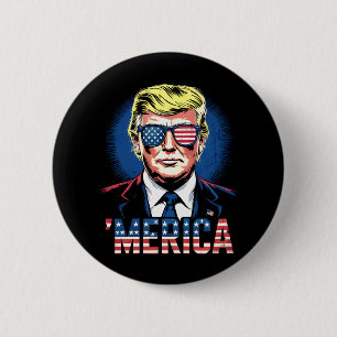 Badge Rond 5 Cm Merica Trump 4 juillet US Vintage Rétro