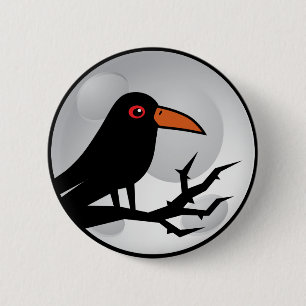 Badge Rond 5 Cm Merle Goth Raven/corneille