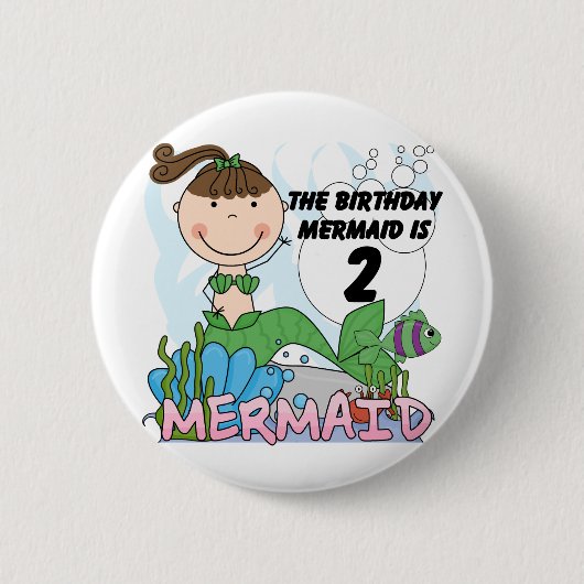 Badge Rond 5 Cm Mermaid 2e Anniversaire Tshirts et cadeaux (Devant)