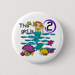Badge Rond 5 Cm Mermaid 2e Anniversaire Tshirts et cadeaux