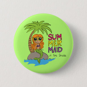 Badge Rond 5 Cm Mermaid Cute Kids Girls