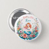 Badge Rond 5 Cm Mermaid Fille à thème Anniversaire (Devant & derrière)