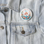 Badge Rond 5 Cm Mermaid Fille à thème Anniversaire (En situation)