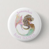 Badge Rond 5 Cm Mermaid Future Maman Baby shower. Sous La Mer. (Devant)