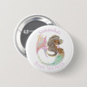 Badge Rond 5 Cm Mermaid Future Maman Baby shower. Sous La Mer. (Devant & derrière)