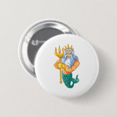 Badge Rond 5 Cm Mermaid Security Shirt _ Funny Merman Swimming Gif (Devant & derrière)
