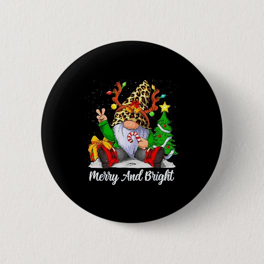 Badge Rond 5 Cm Merry And Bright Christmas Gnome Family Pajamas Ma (Devant)