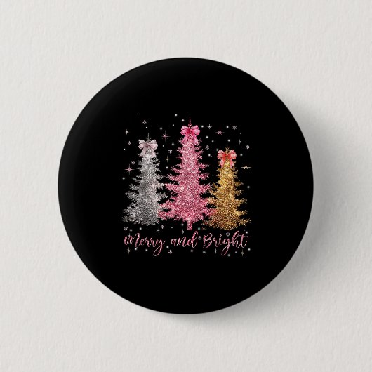 Badge Rond 5 Cm Merry And Bright Santa Christmas Tree Lights Pajam (Devant)