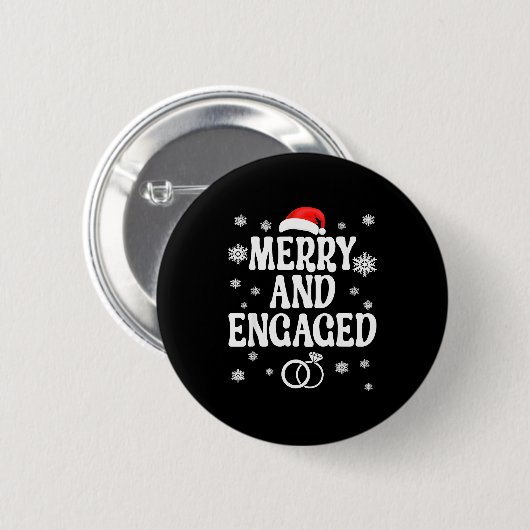 Badge Rond 5 Cm Merry And Engaged Couple Christmas Matching Pajama (Devant & derrière)