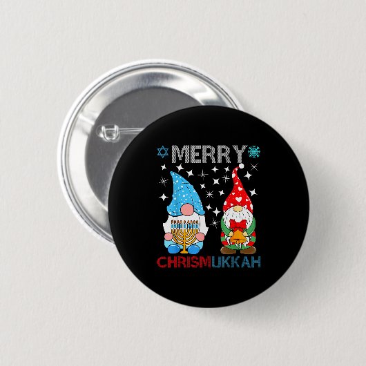 Badge Rond 5 Cm Merry Chrismukkah Funny Gnomes Christmas And Hanuk (Devant & derrière)