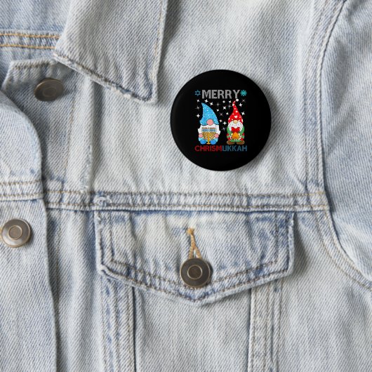 Badge Rond 5 Cm Merry Chrismukkah Funny Gnomes Christmas And Hanuk (En situation)
