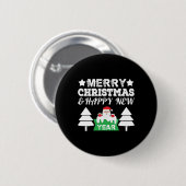Badge Rond 5 Cm Merry Christmas and Happy New Year Christmas (Devant & derrière)