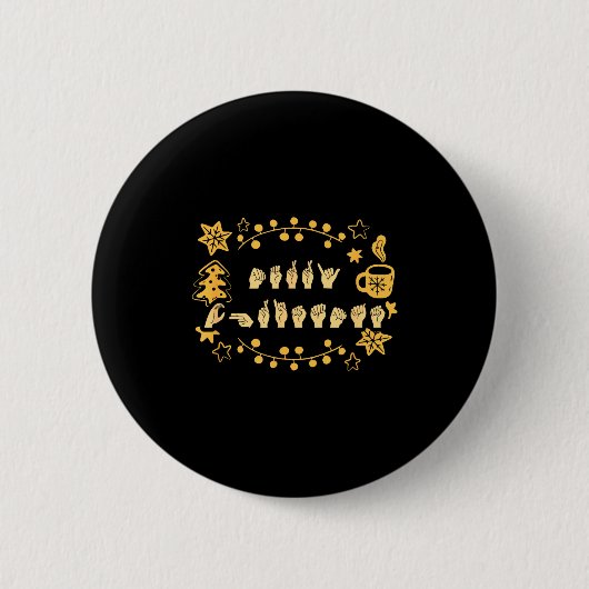 Badge Rond 5 Cm Merry Christmas Asl Sign Language Deaf Sped Women (Devant)