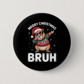 Badge Rond 5 Cm Merry Christmas Bruh Capybara Dabbing Santa Hat Xm (Devant)