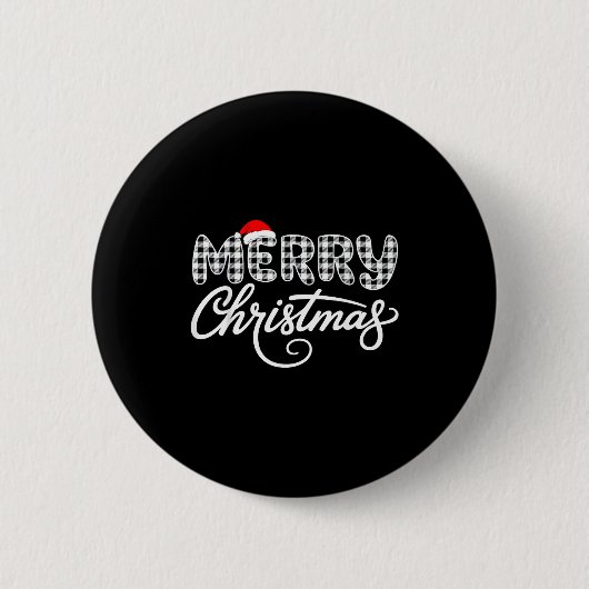 Badge Rond 5 Cm Merry Christmas Buffalo Black And White  (Devant)