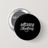 Badge Rond 5 Cm Merry Christmas Buffalo Black And White  (Devant & derrière)