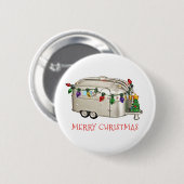 Badge Rond 5 Cm Merry Christmas Camping Trailer (Devant & derrière)