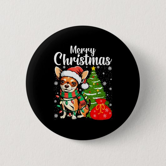 Badge Rond 5 Cm Merry Christmas Chihuahua  (Devant)