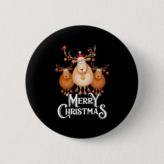 Badge Rond 5 Cm Merry Christmas Deer (Devant)