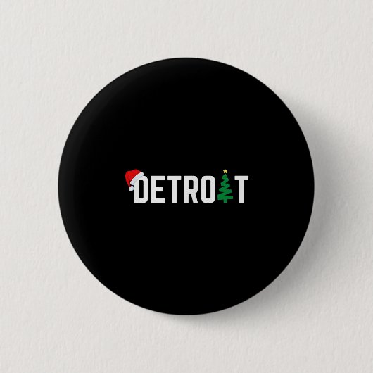 Badge Rond 5 Cm Merry Christmas Detroit Happy Holidays Michigan Sa (Devant)