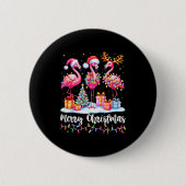 Badge Rond 5 Cm Merry Christmas Flamingo Santa Hat Xmas Pajamas Ho (Devant)