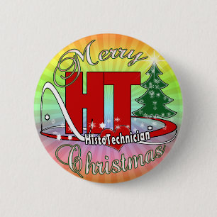 BADGE ROND 5 CM MERRY CHRISTMAS HT HISTOTECHNICIEN