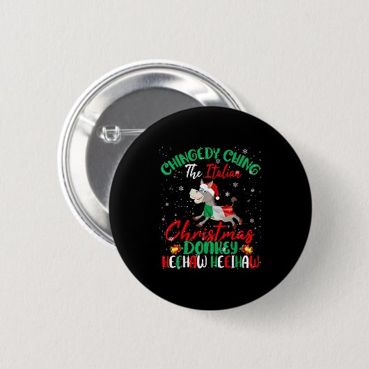 Badge Rond 5 Cm Merry Christmas Italian Funny Italian Santa Heehaw (Devant & derrière)