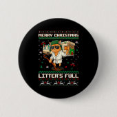 Badge Rond 5 Cm Merry Christmas Litter's Full Funny Cat Ugly Xmas  (Devant)