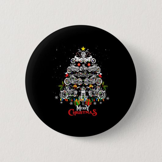 Badge Rond 5 Cm Merry Christmas Motorcycle Tree Christmas Lights B (Devant)