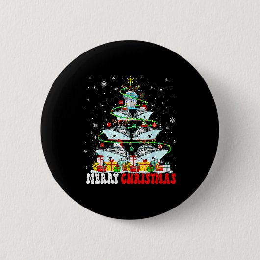 Badge Rond 5 Cm Merry Christmas Reindeer Elf Santa Cruise Ships Xm (Devant)