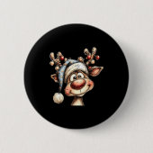Badge Rond 5 Cm Merry Christmas Reindeer Men Women Family Matching (Devant)