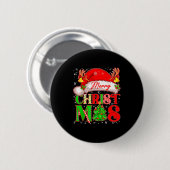 Badge Rond 5 Cm Merry Christmas Santa Hat Family Matching Pajamas (Devant & derrière)