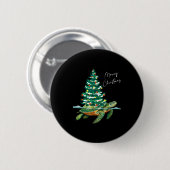 Badge Rond 5 Cm Merry Christmas Sea Turtle Xmas Tree Lights Pjs Me (Devant & derrière)