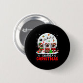 Badge Rond 5 Cm Merry Christmas Three Santa Elf Reindeer Siamese C (Devant & derrière)