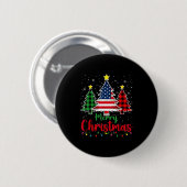 Badge Rond 5 Cm Merry Christmas Tree Plaid Us Flag Snowflake Xmas  (Devant & derrière)
