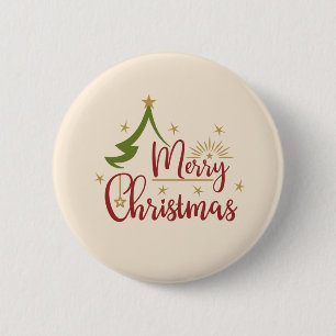 Badge Rond 5 Cm Merry Christmas w/Tree