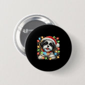 Badge Rond 5 Cm Merry Christmas Xmas Shih Tzu Santa Dog Men Women (Devant & derrière)