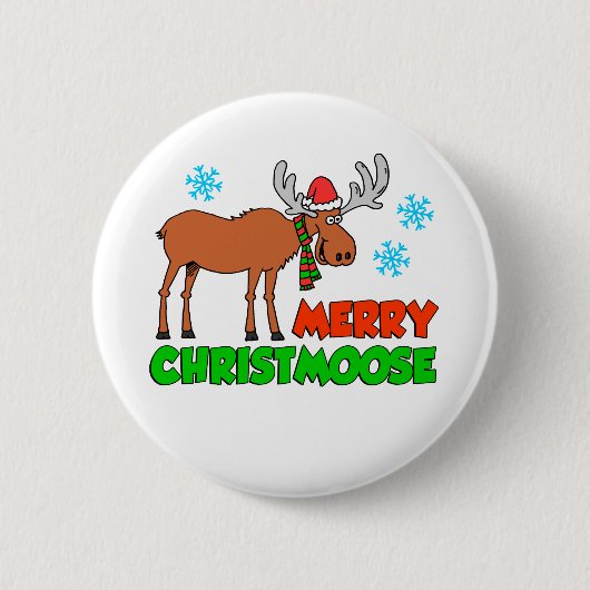 Badge Rond 5 Cm Merry Christmoose Cute Holiday Pun (Devant)