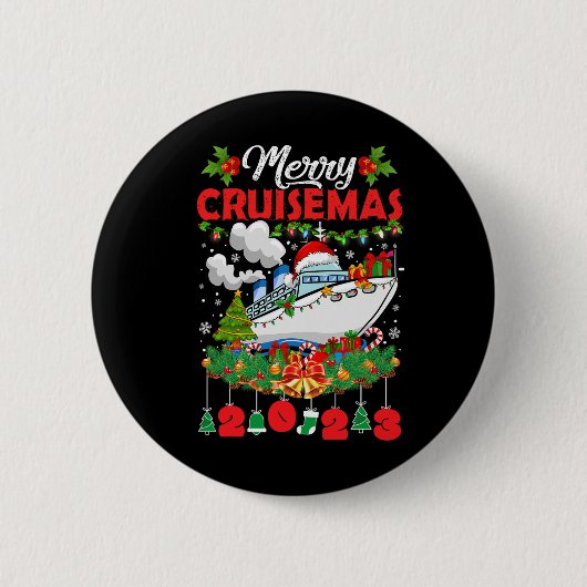 Badge Rond 5 Cm Merry Cruisemas croisière en famille Noël 2023 Amu (Devant)