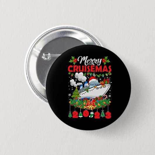 Badge Rond 5 Cm Merry Cruisemas croisière en famille Noël 2023 Amu (Devant & derrière)