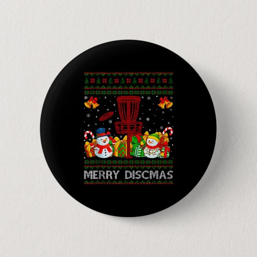 Badge Rond 5 Cm Merry Discmas Ugly Xmas Sweaters Funny Disc Golf C (Devant)