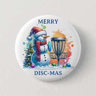 Badge Rond 5 Cm Merry Disk-mas   Jour de golf sur disque
