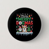Badge Rond 5 Cm Merry Dogmas Funny Dog Santa Hat Christmas Xmas (Devant)
