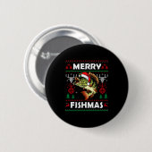 Badge Rond 5 Cm Merry Fishmas B Fish Fishing Christmas Ugly Sweate (Devant & derrière)